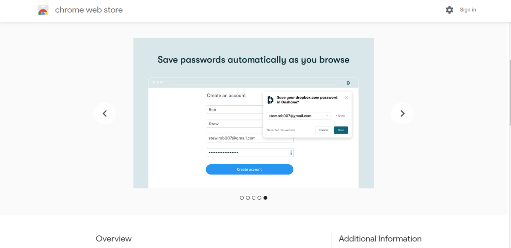 Screenshot of best chrome extensions for productivity: Dashlane Password Manager