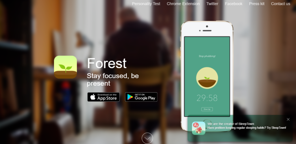 screenshot of best free productivity apps for students: Forest