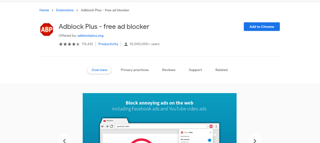 best chrome extensions to improve work from home: Adblock Plus