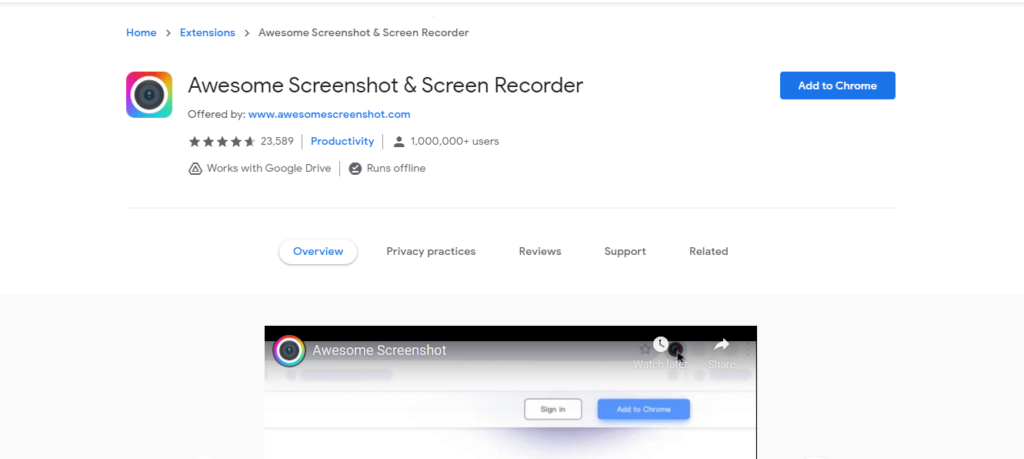 best chrome extensions to improve work from home:  Awesome Screenshot & Screen Recorder 