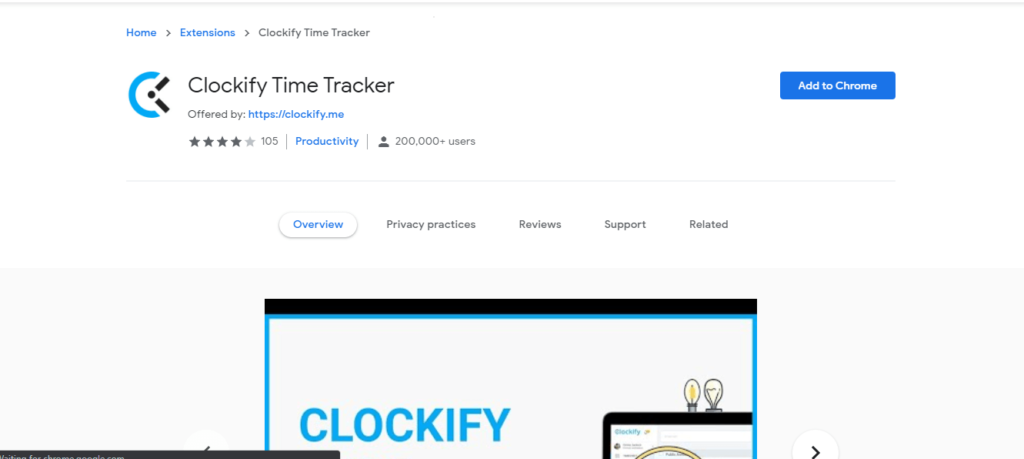 best chrome extensions to improve work from home: Clockify Time Tracker