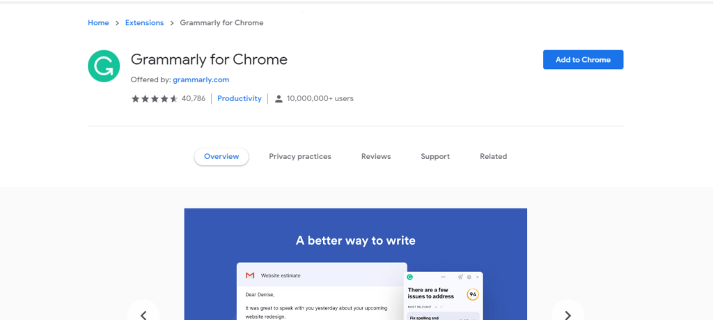 best chrome extensions to improve work from home: Grammarly