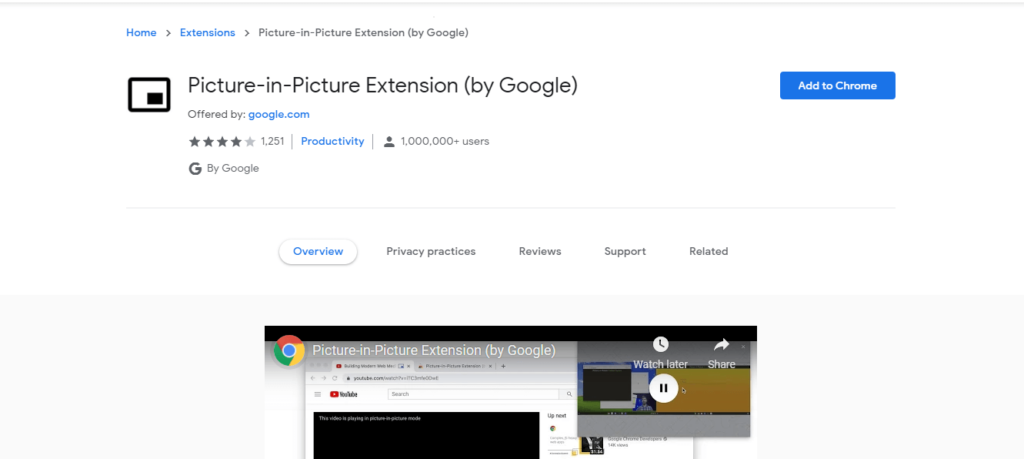 best chrome extensions to improve work from home: Picture-in-Picture